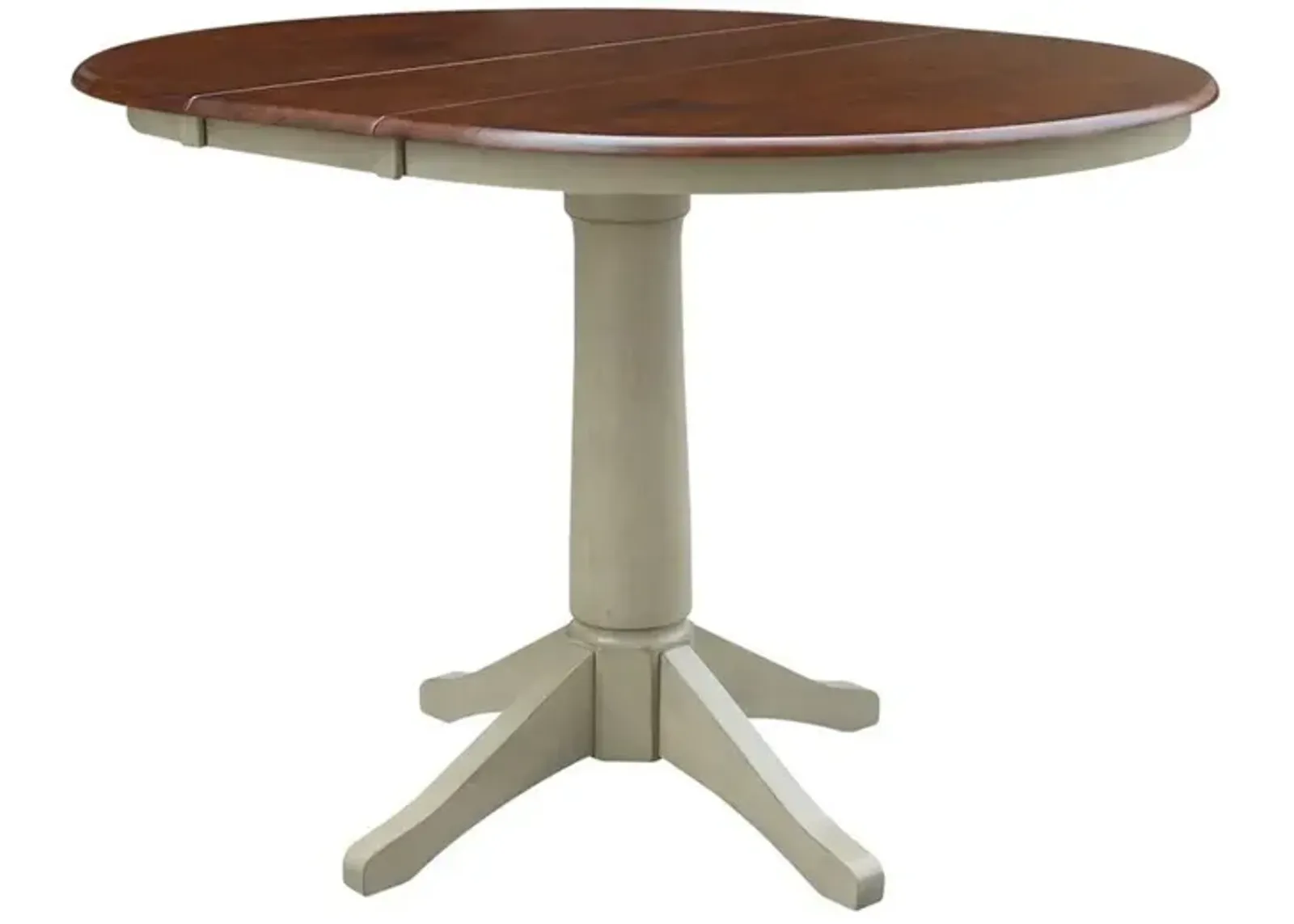 Dining Essentials 36 Inch Extension Table with 30 Inch Transitional Pedestal Base in Espresso/Almond