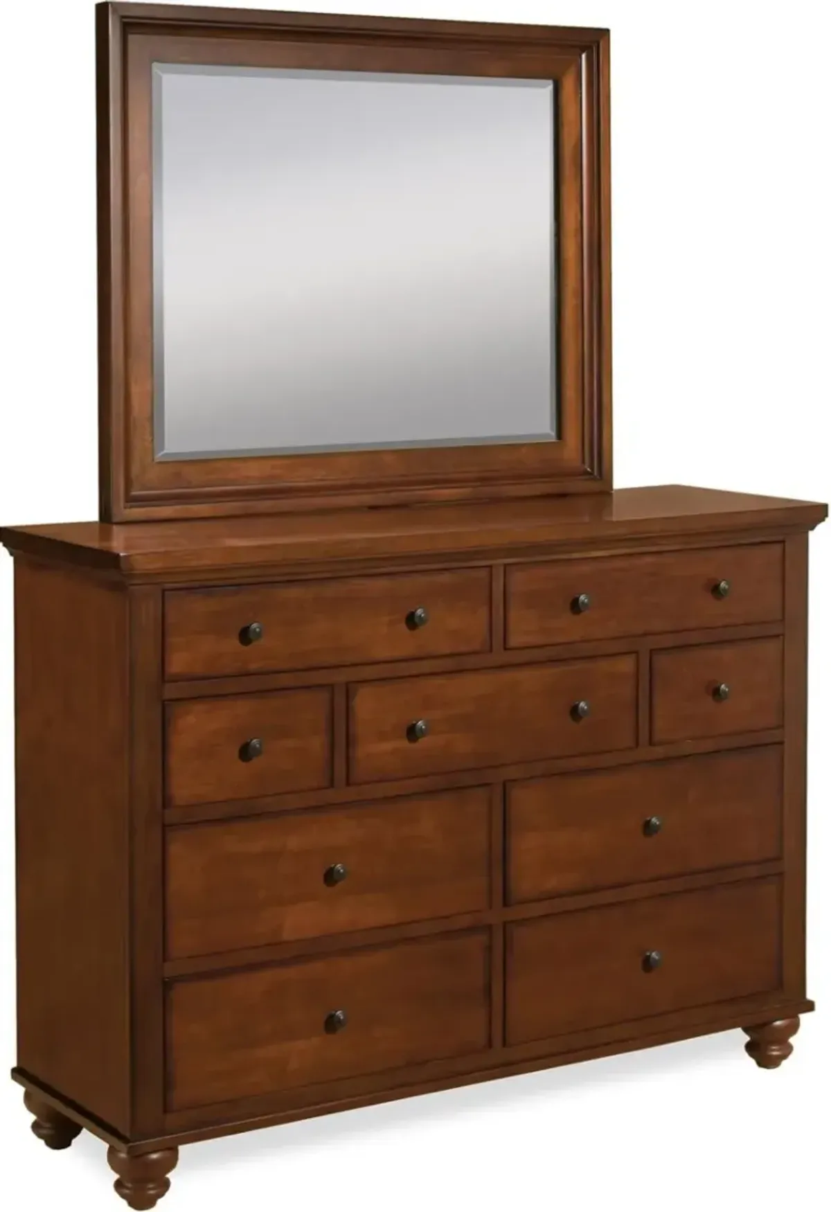 CAMBRIDGE BROWN CHERRY DRESSER LANDSCAPER MIRROR