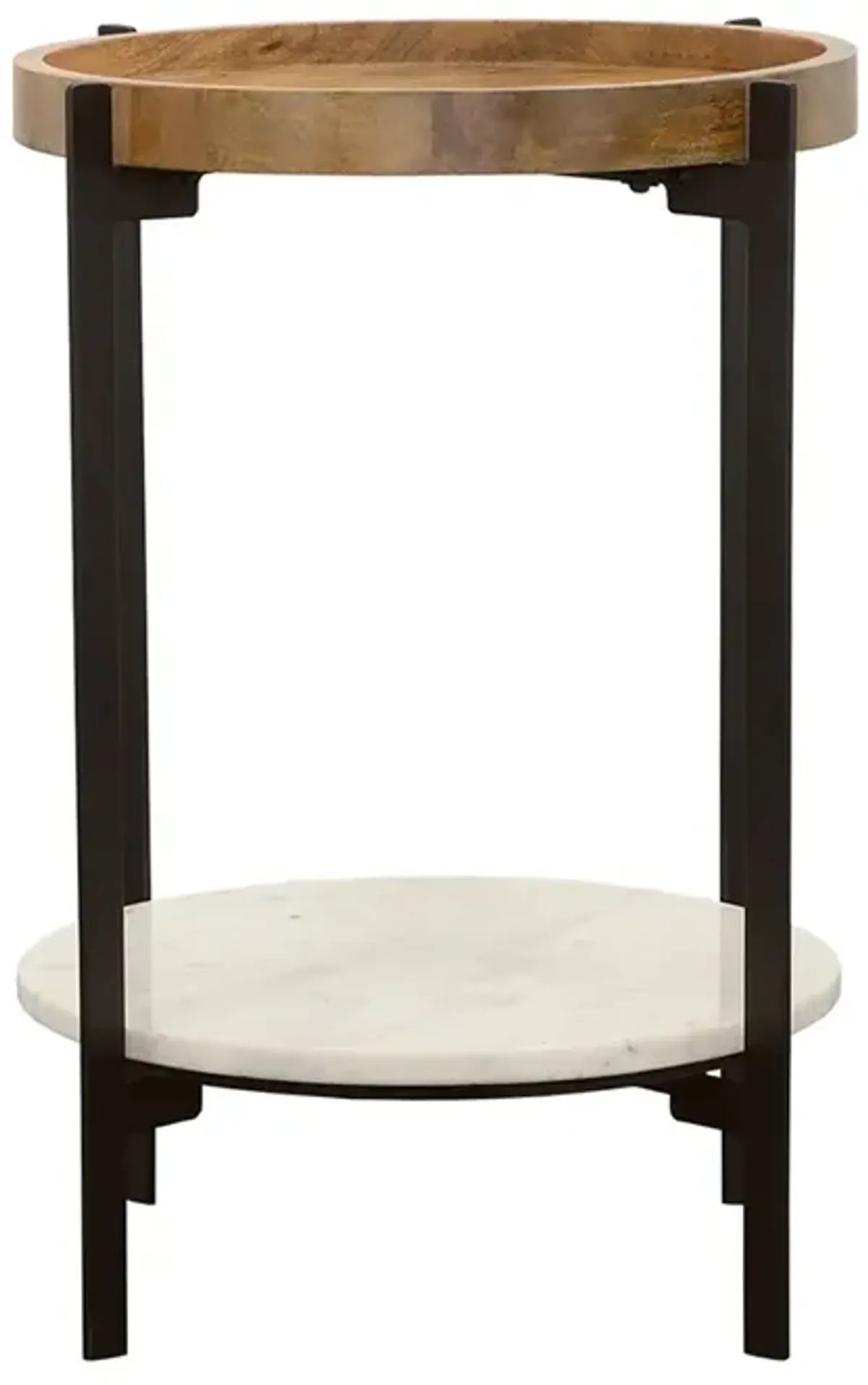 Coaster Adhvik Round Side Table with Marble Shelf Natural & Black
