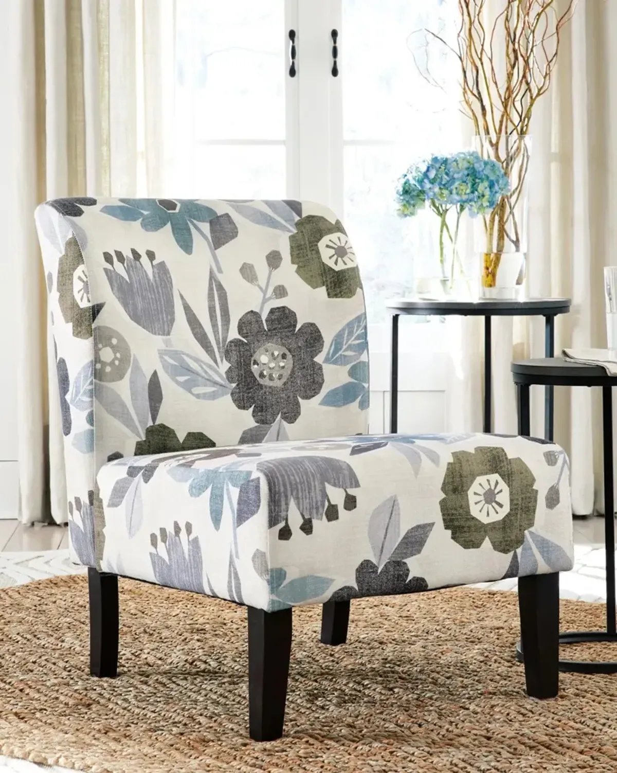 Ashley Triptis Accent Armless Chair Floral Pattern Multi