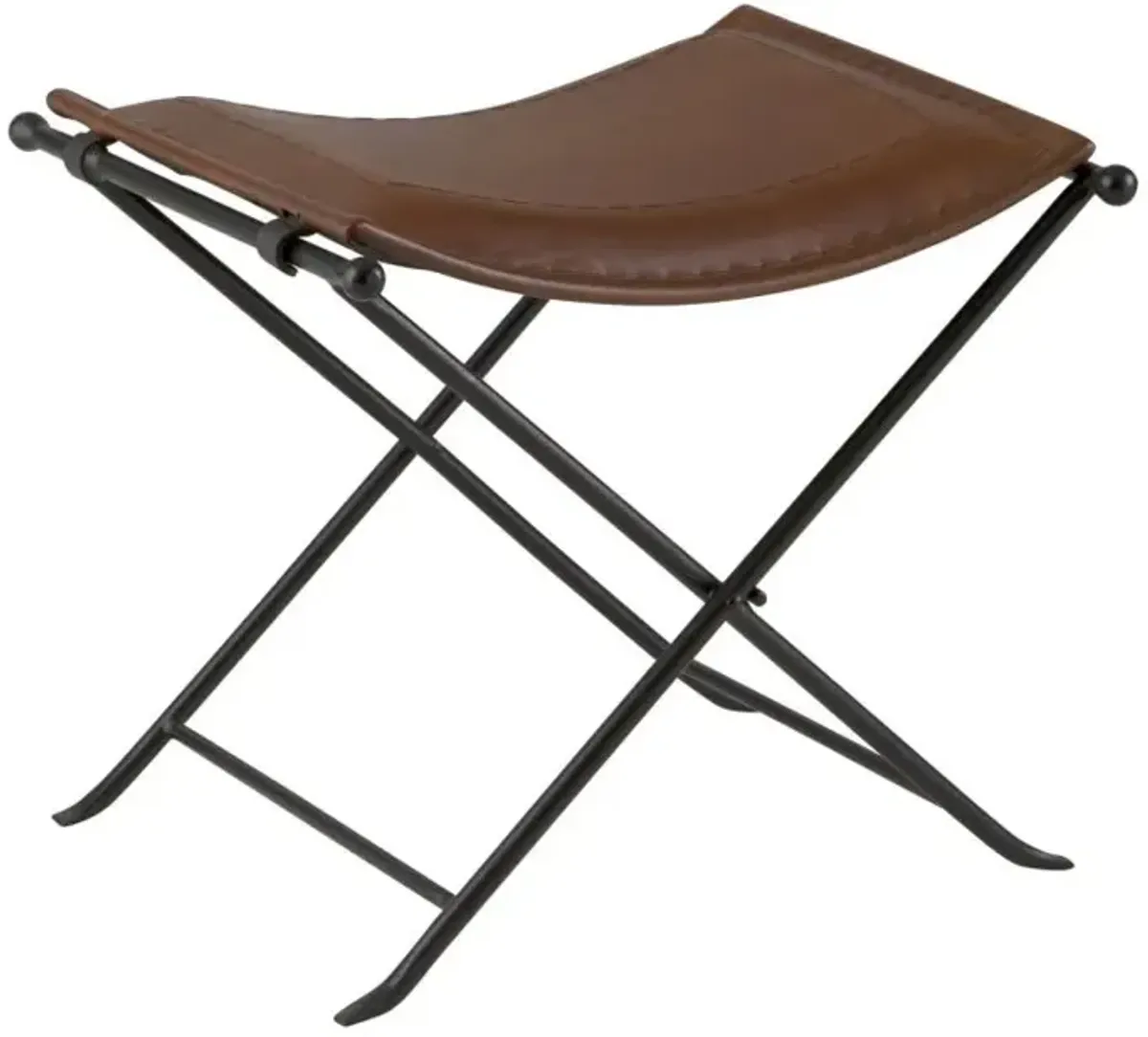 Martin Svensson Top Grain Leather Saddle Seat Bench in Cinnamon