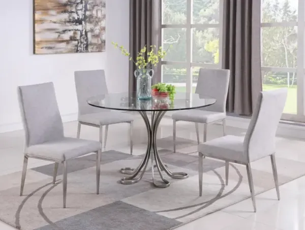 Chintaly Desiree Grey Contemporary Contour-Back Chair