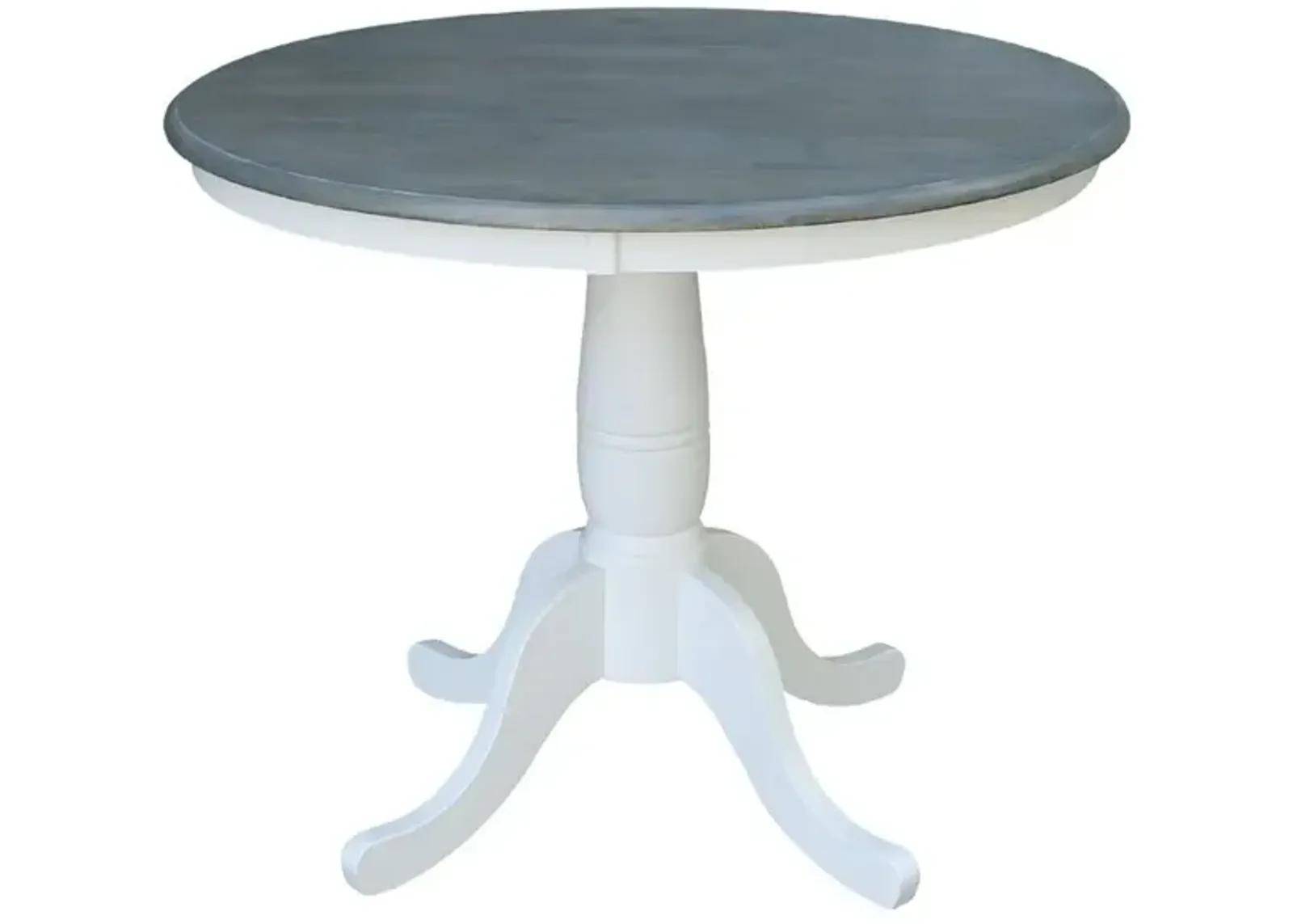 John Thomas Dining Essentials 36 Inch Round Table Top with 30 Inch Traditional Pedestal Base in Heather Gray & White