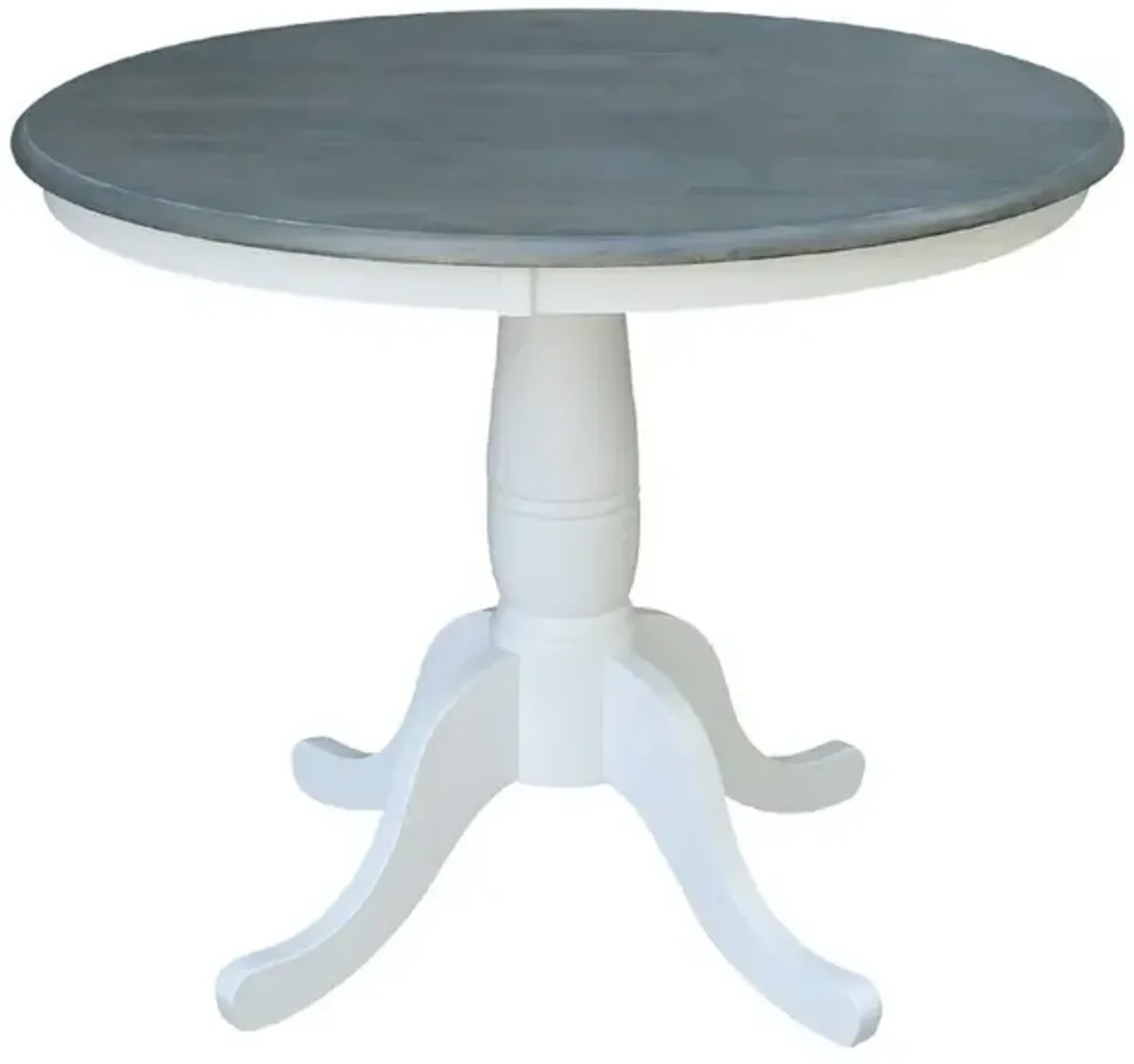 John Thomas Dining Essentials 36 Inch Round Table Top with 30 Inch Traditional Pedestal Base in Heather Gray & White