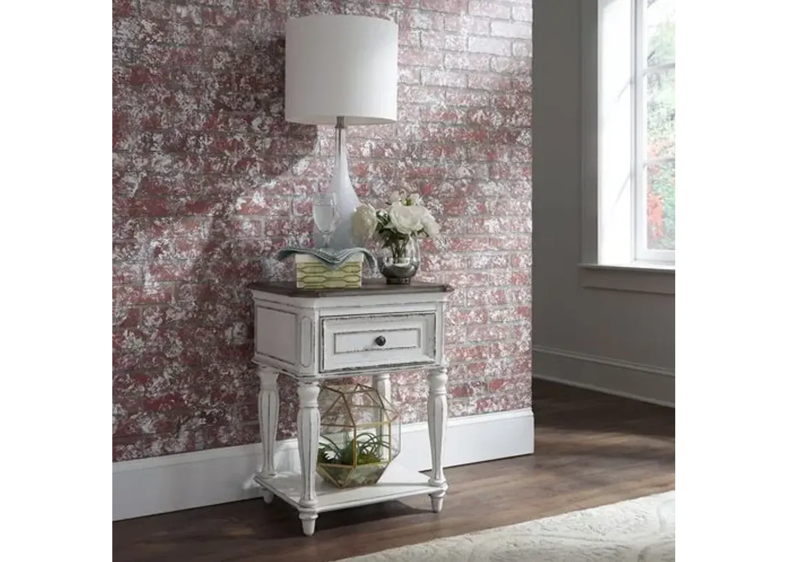 Liberty Furniture Magnolia Manor Antique White Leg Nightstand