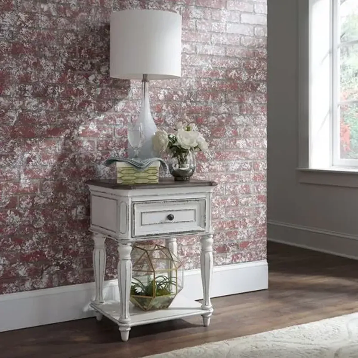 Liberty Furniture Magnolia Manor Antique White Leg Nightstand