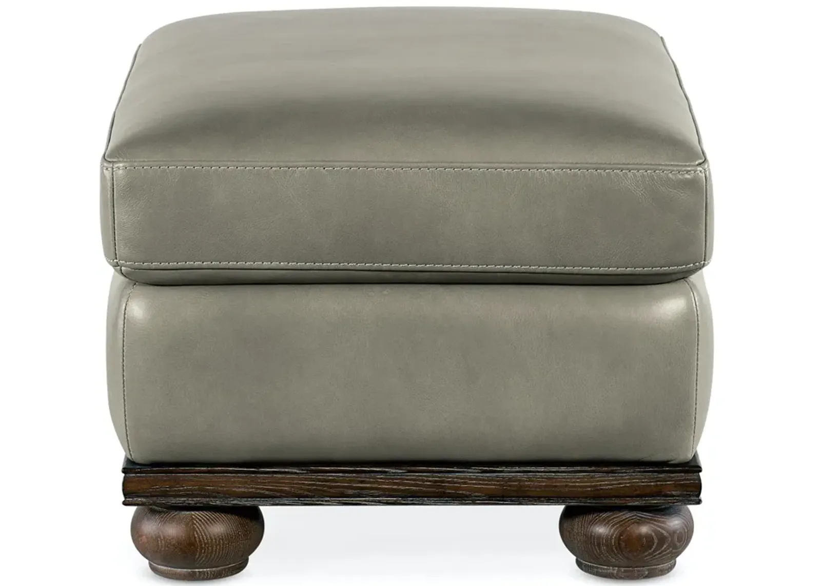 Hooker Furniture William Derrick Gray Linen Leather Ottoman