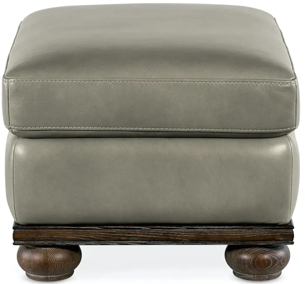 Hooker Furniture William Derrick Gray Linen Leather Ottoman