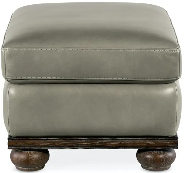 Hooker Furniture William Derrick Gray Linen Leather Ottoman