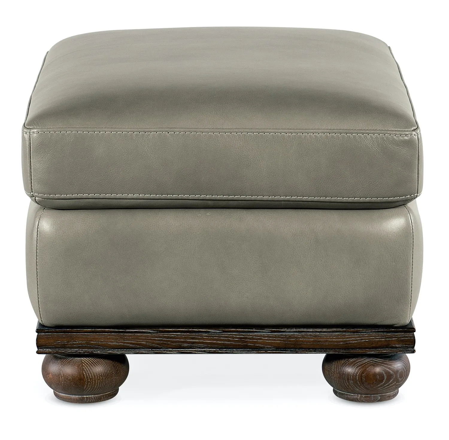 WILLIAM DERRICK GRAY LINEN LEATHER OTTOMAN