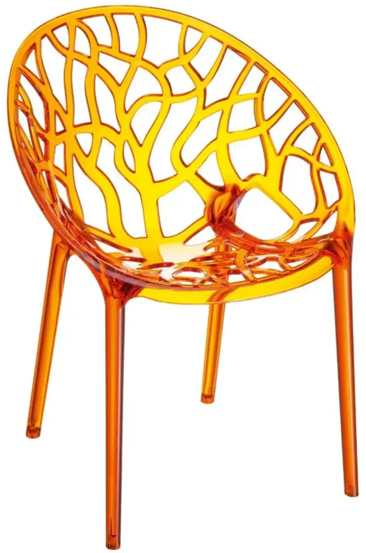 Compamia Crystal Polycarbonate Modern Dining Chair Transparent Orange