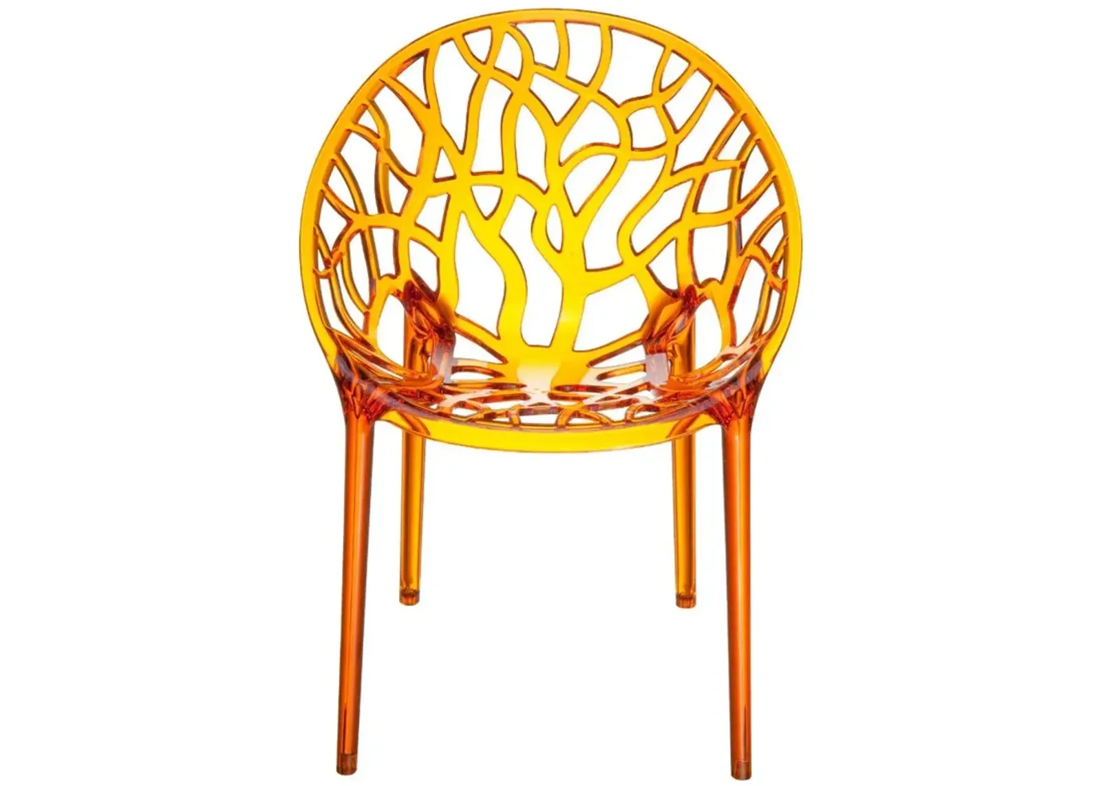 CRYSTAL POLYCARBONATE MODERN DINING CHAIR TRANSPARENT ORANGE