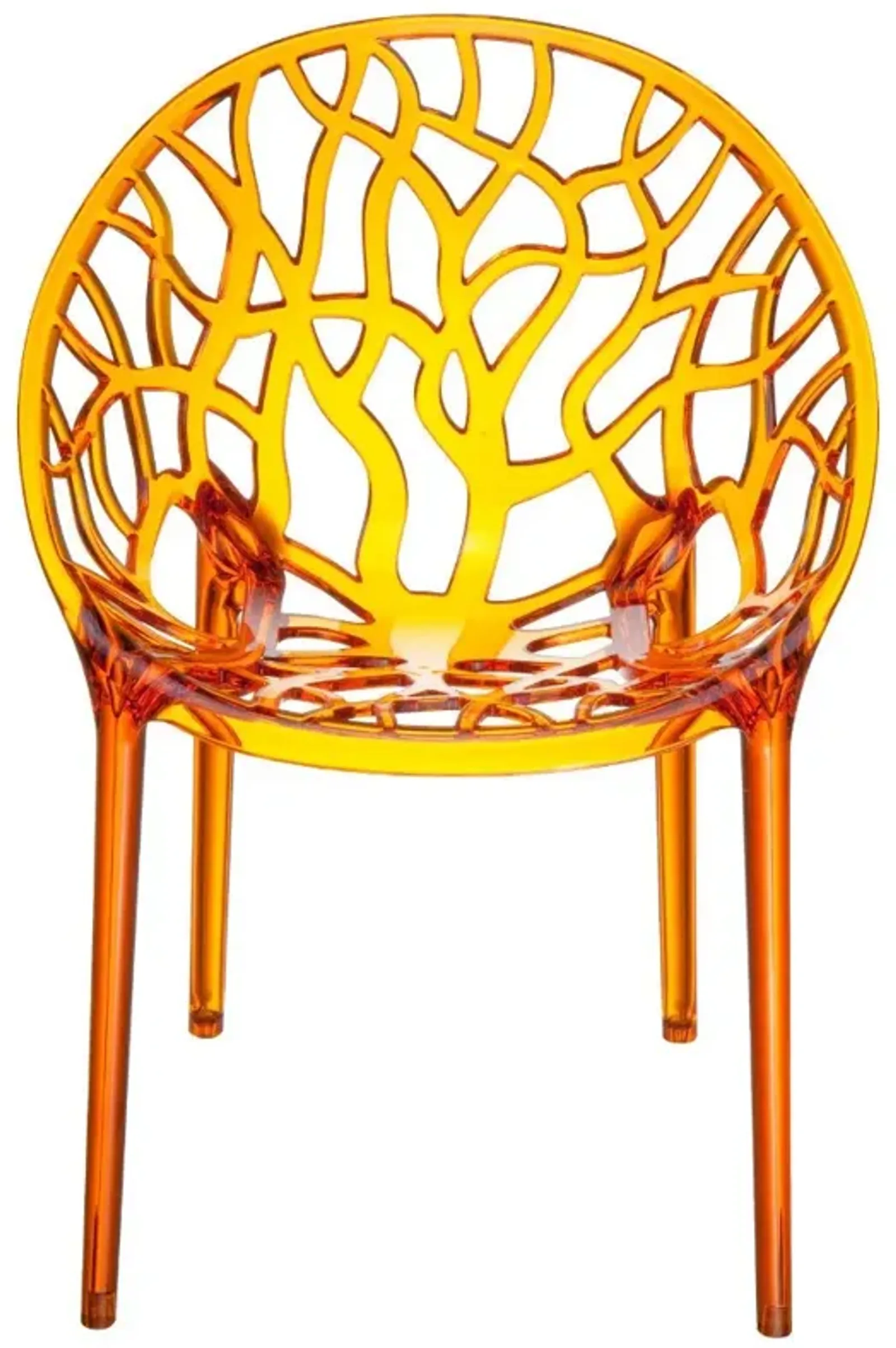 Compamia Crystal Polycarbonate Modern Dining Chair Transparent Orange