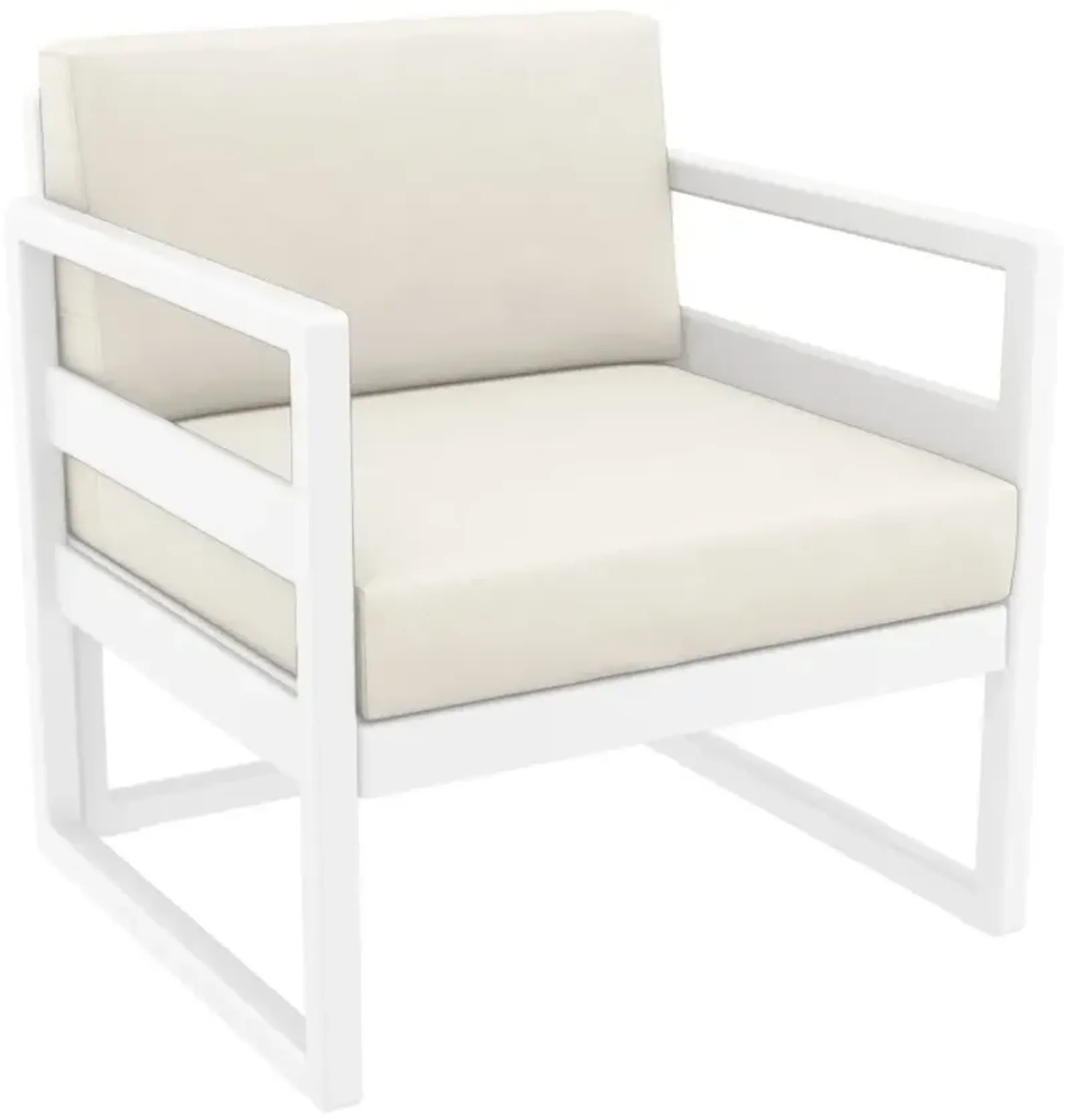 Compamia Mykonos Club Outdoor Patio Seating Set 3-Piece White with Sunbrella Natural Cushion