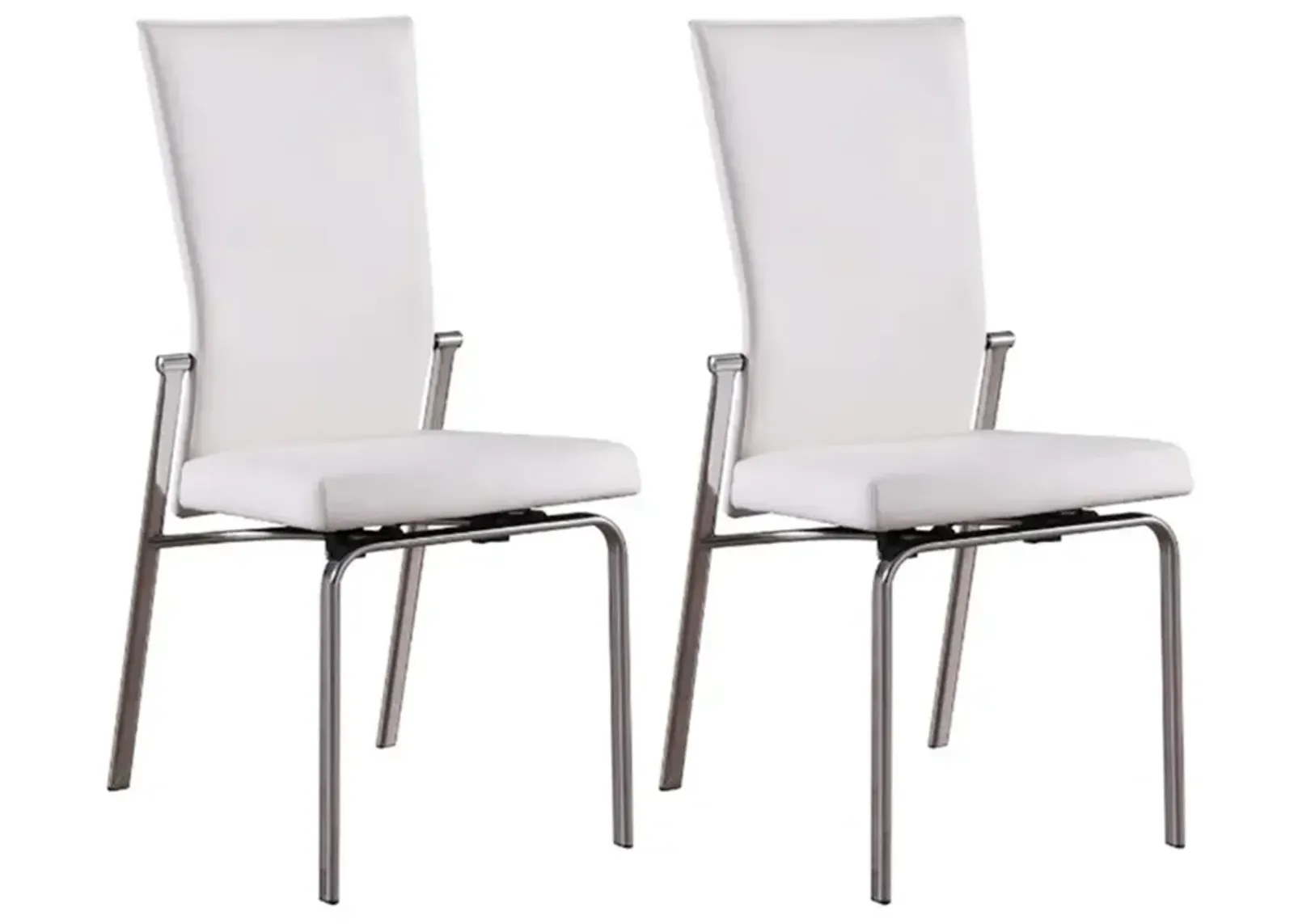 Chintaly Molly White Contemporary Motion-Back Leather Upholstered Side Chair