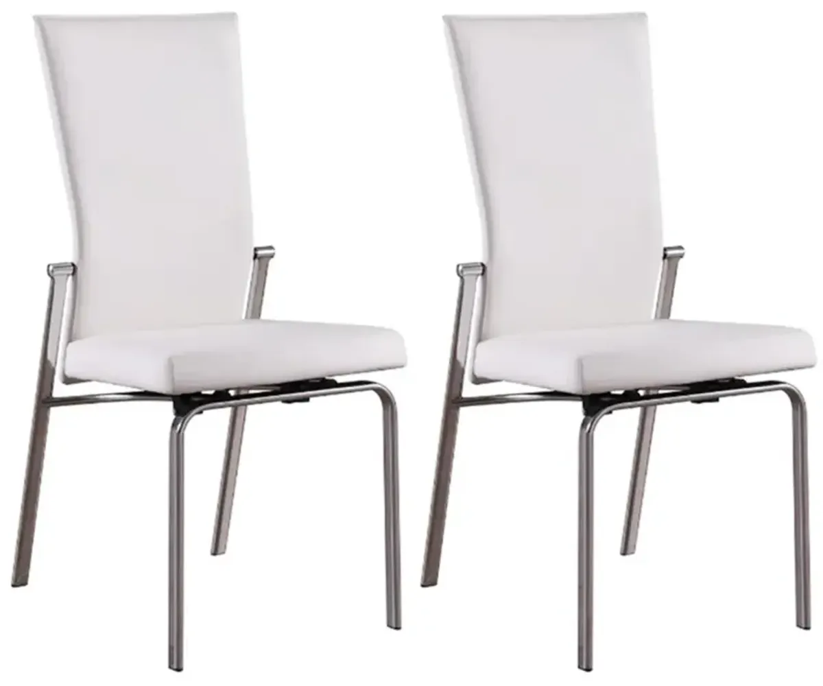 Chintaly Molly White Contemporary Motion-Back Leather Upholstered Side Chair