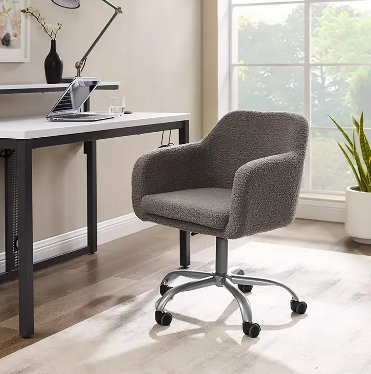 Linon Rylen Grey Home Office Desk Chair