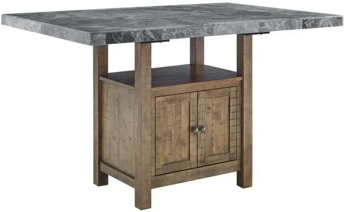 Steve Silver Grayson 60-Inch Gray Marble Top Counter Storage Table In Dusty Honey Finish