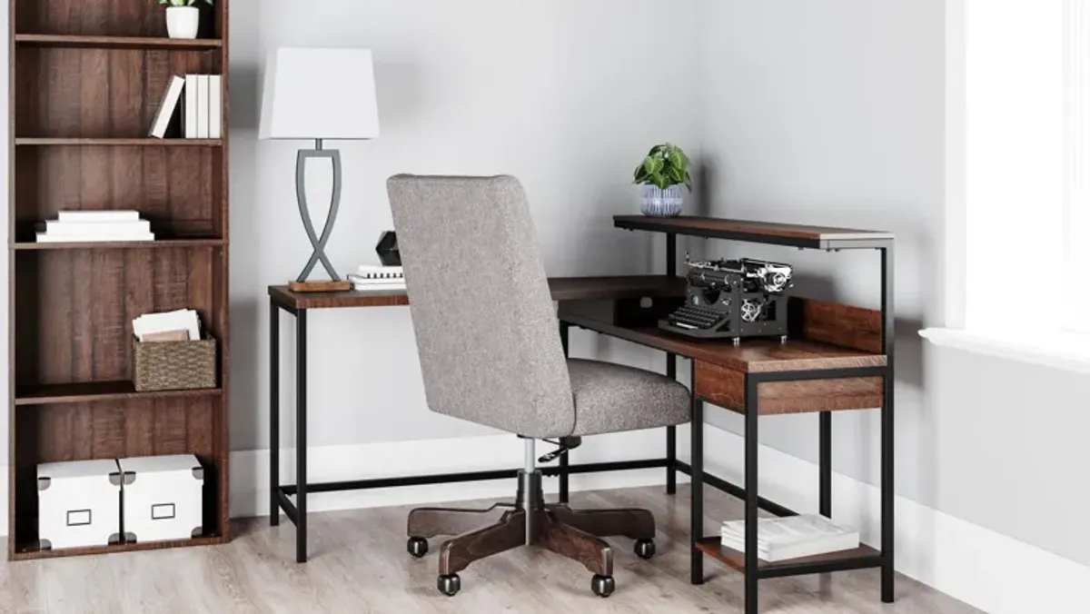 Ashley Camiburg Warm Brown L-Desk with Storage