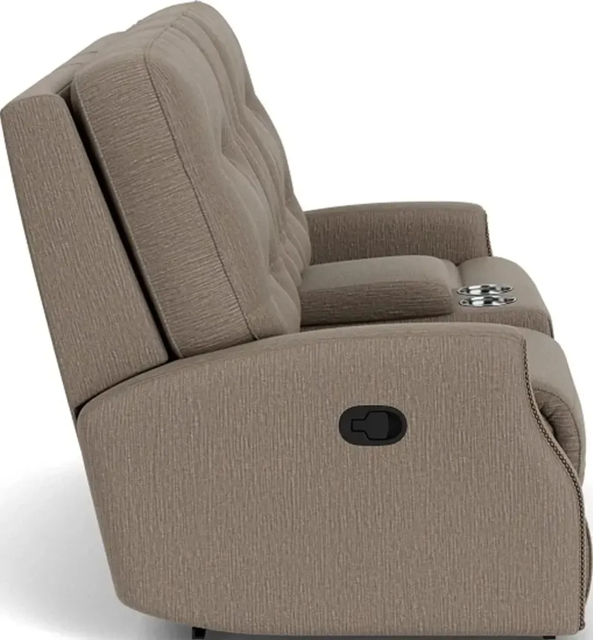 Flexsteel Devon Brown Pewter Reclining Loveseat with Console