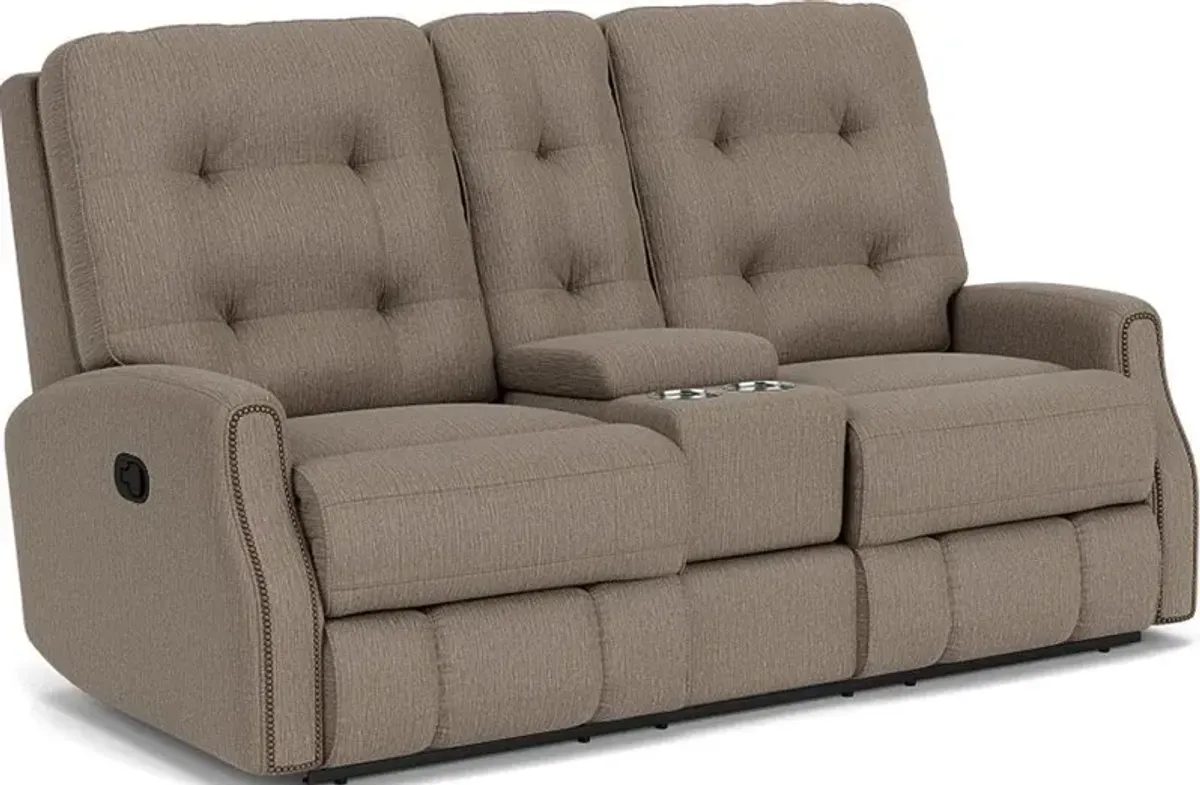 Flexsteel Devon Brown Pewter Reclining Loveseat with Console