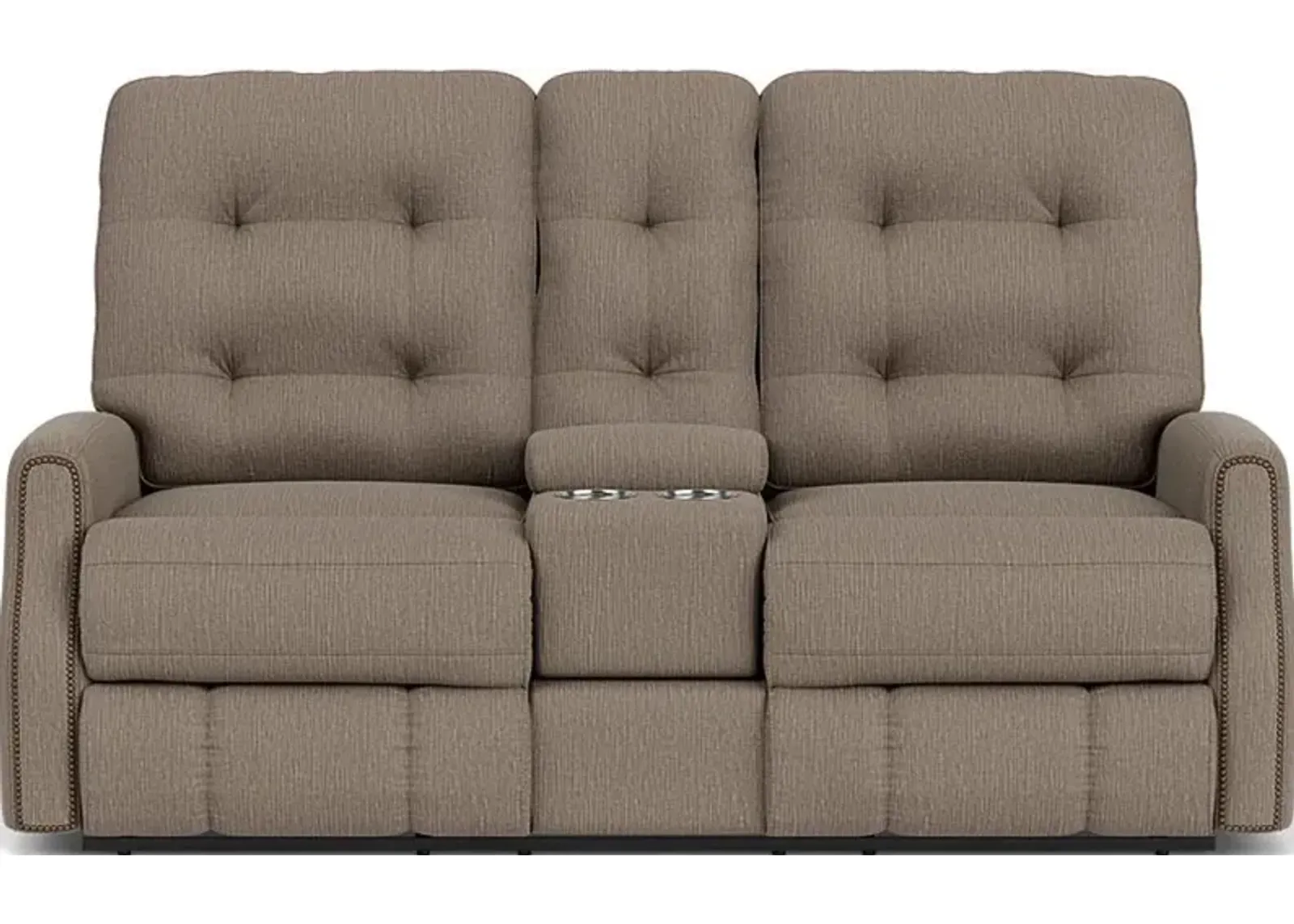 Flexsteel Devon Brown Pewter Reclining Loveseat with Console