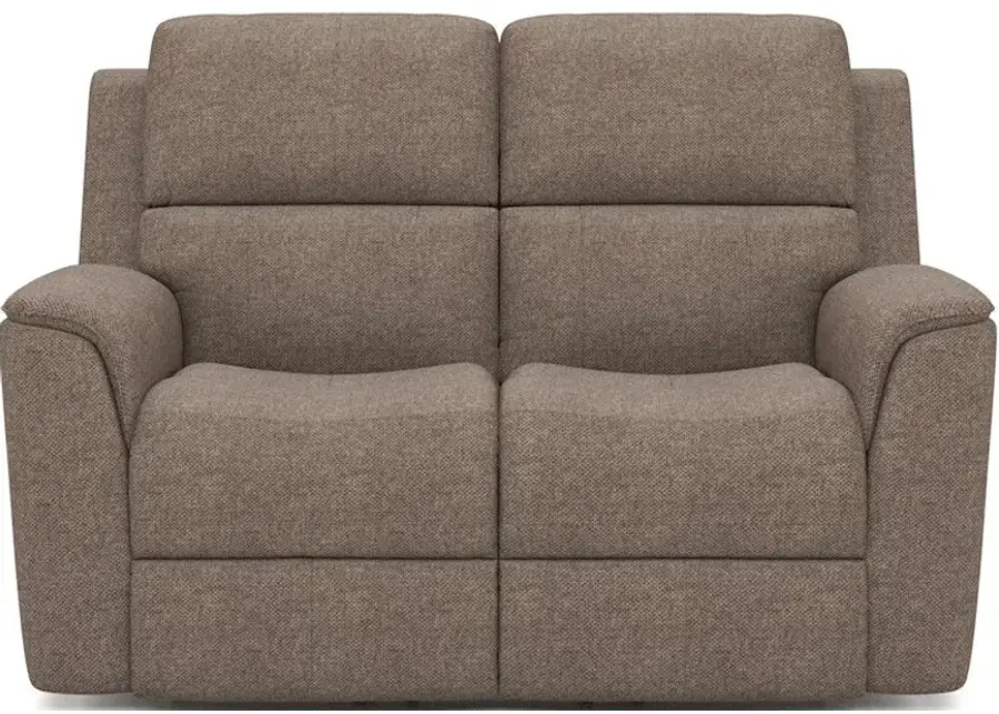 HENRY FABRIC TRIPLE PWR RECL LOVESEAT IN FOG 425-01