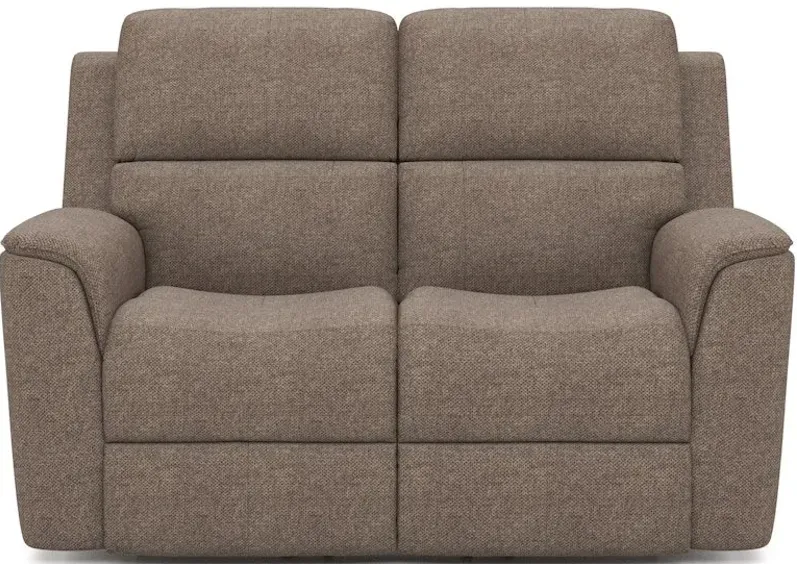 HENRY FABRIC TRIPLE PWR RECL LOVESEAT IN FOG 425-01