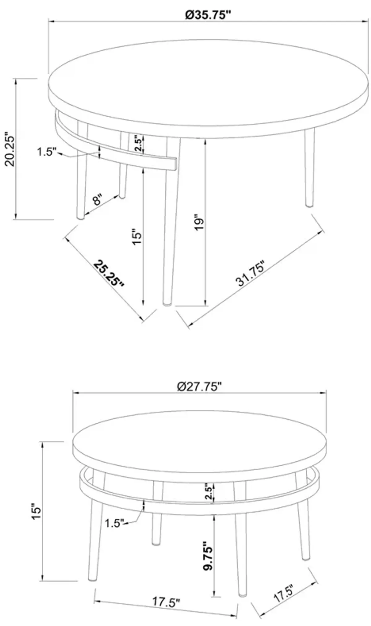 Coaster Avilla 2-Piece Round Marble Top Coffee Table Set White