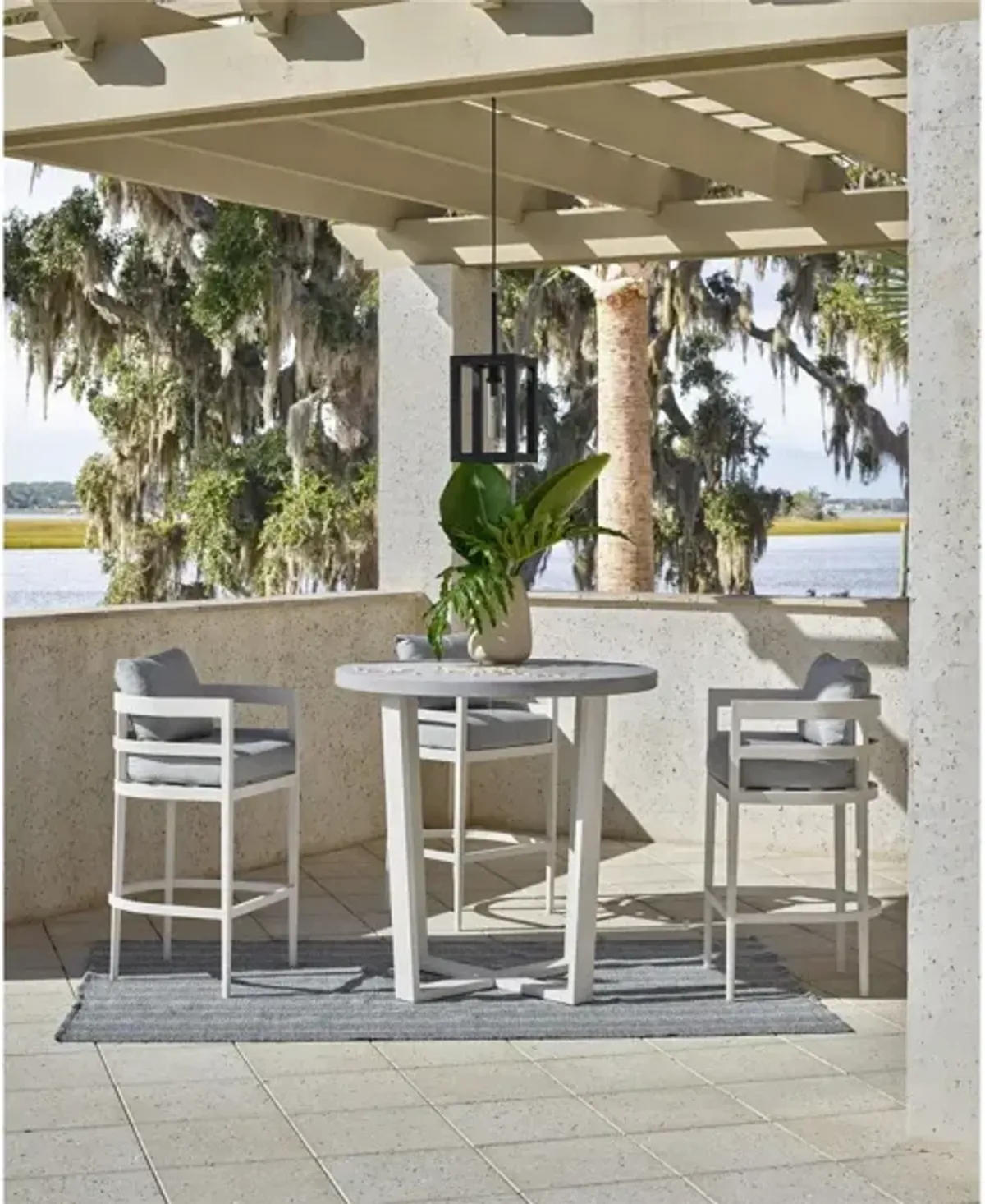 Universal Coastal Living Outdoor South Beach Chalk/Gray Bar Table