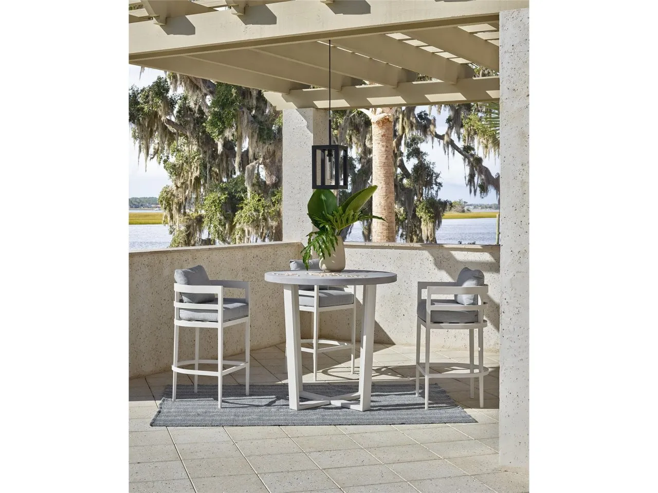 COASTAL LIVING OUTDOOR SOUTH BEACH CHALK/GRAY BAR TABLE