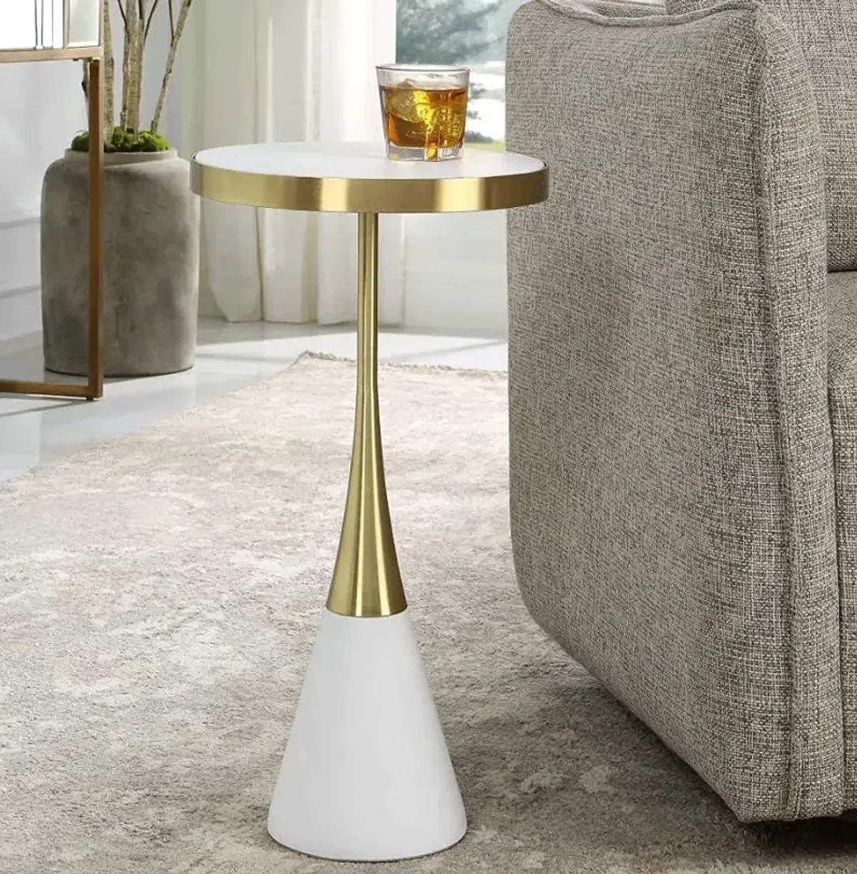 Uttermost Apex Gold/White Accent Table