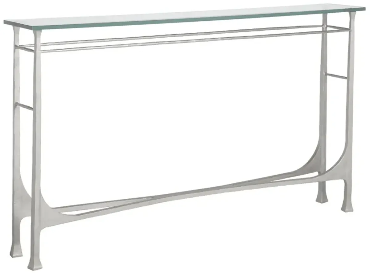 Artistica Home by Lexington Metal Designs Bruno 62 Inch Modern Silver/Gold/Clear Console Accent Table