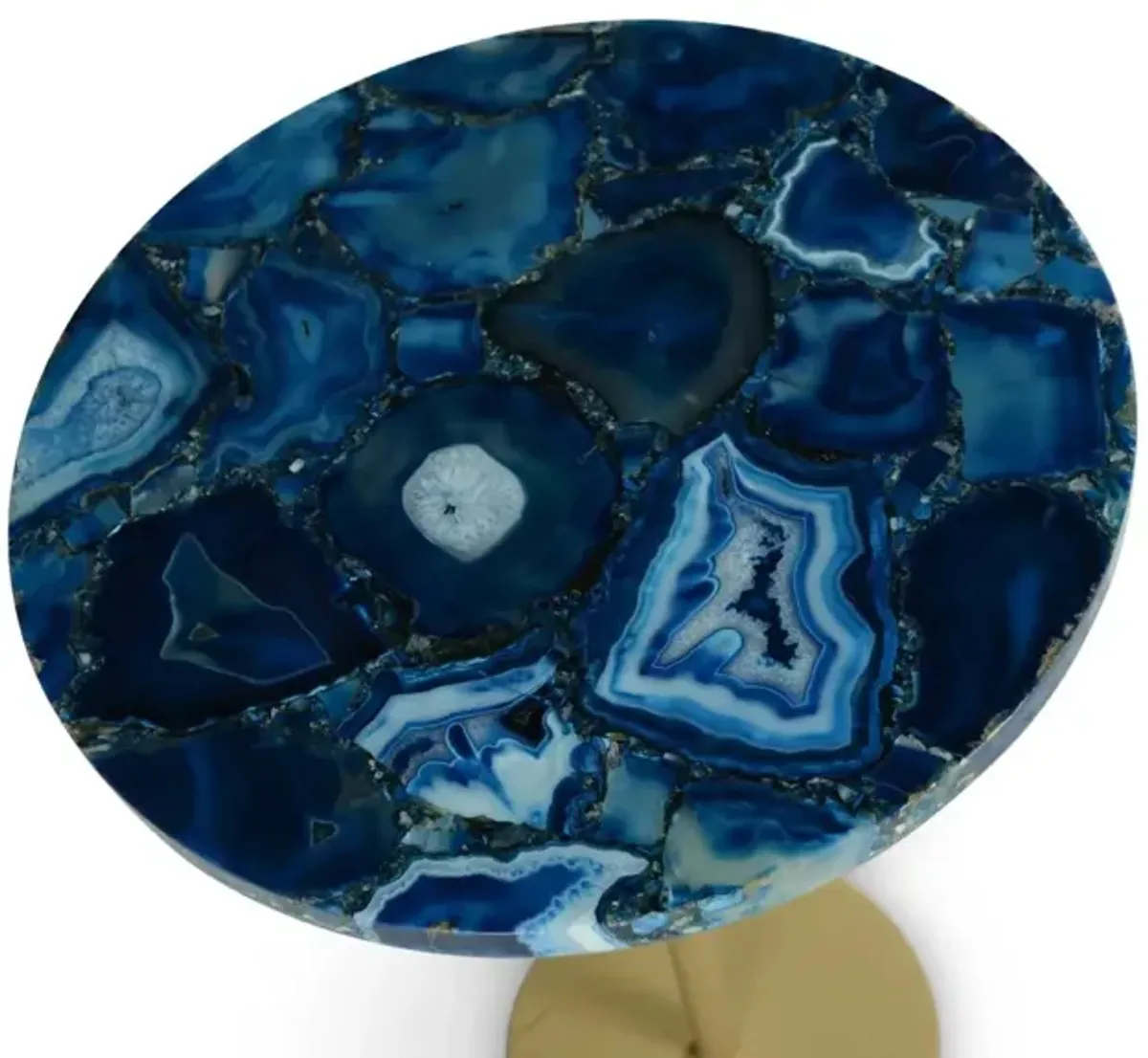 Steve Silver Oceana Blue Agate Top Side Table With Brass Base