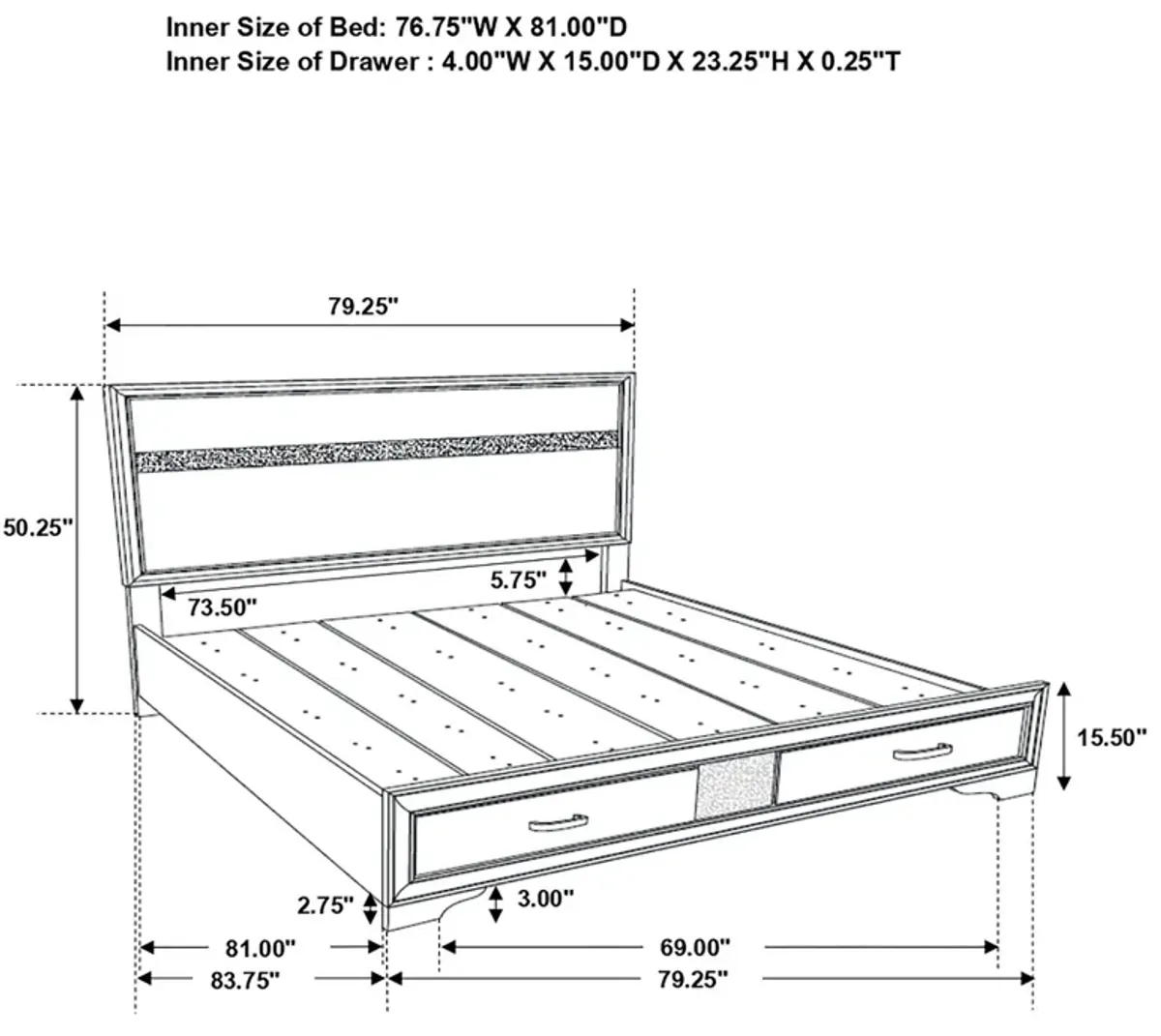 Coaster Miranda Wood King Storage Panel Bed Black