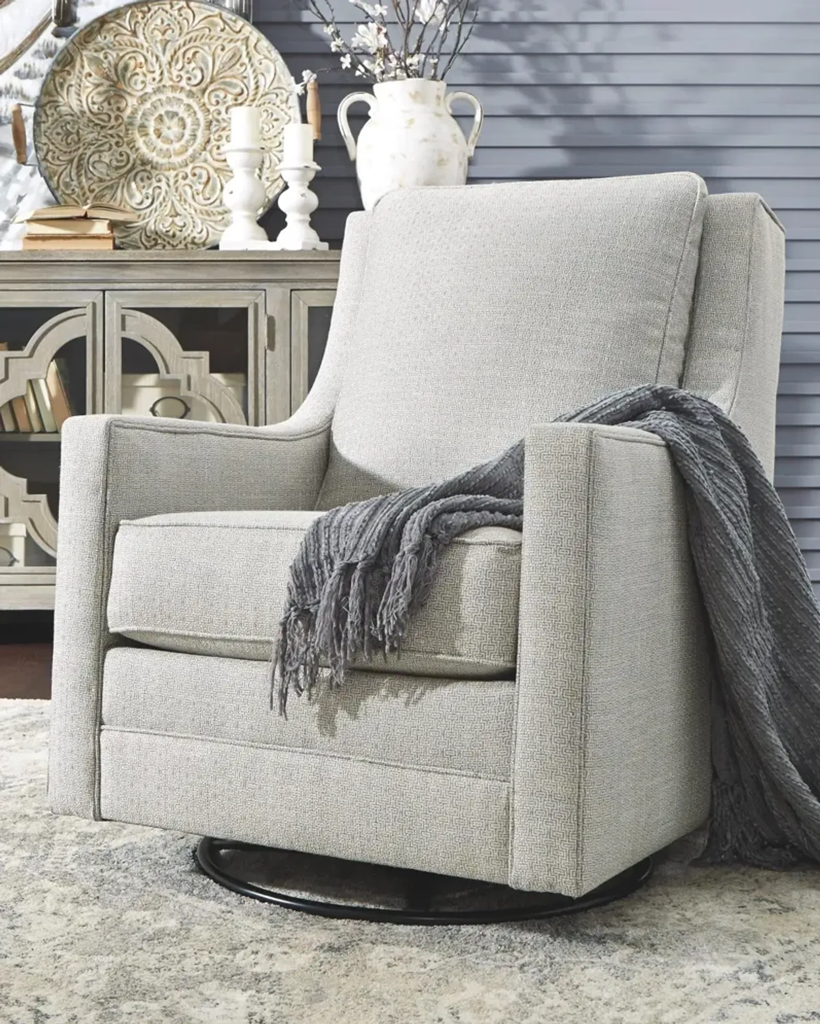 Ashley Kambria Frost Swivel Glider Accent Chair