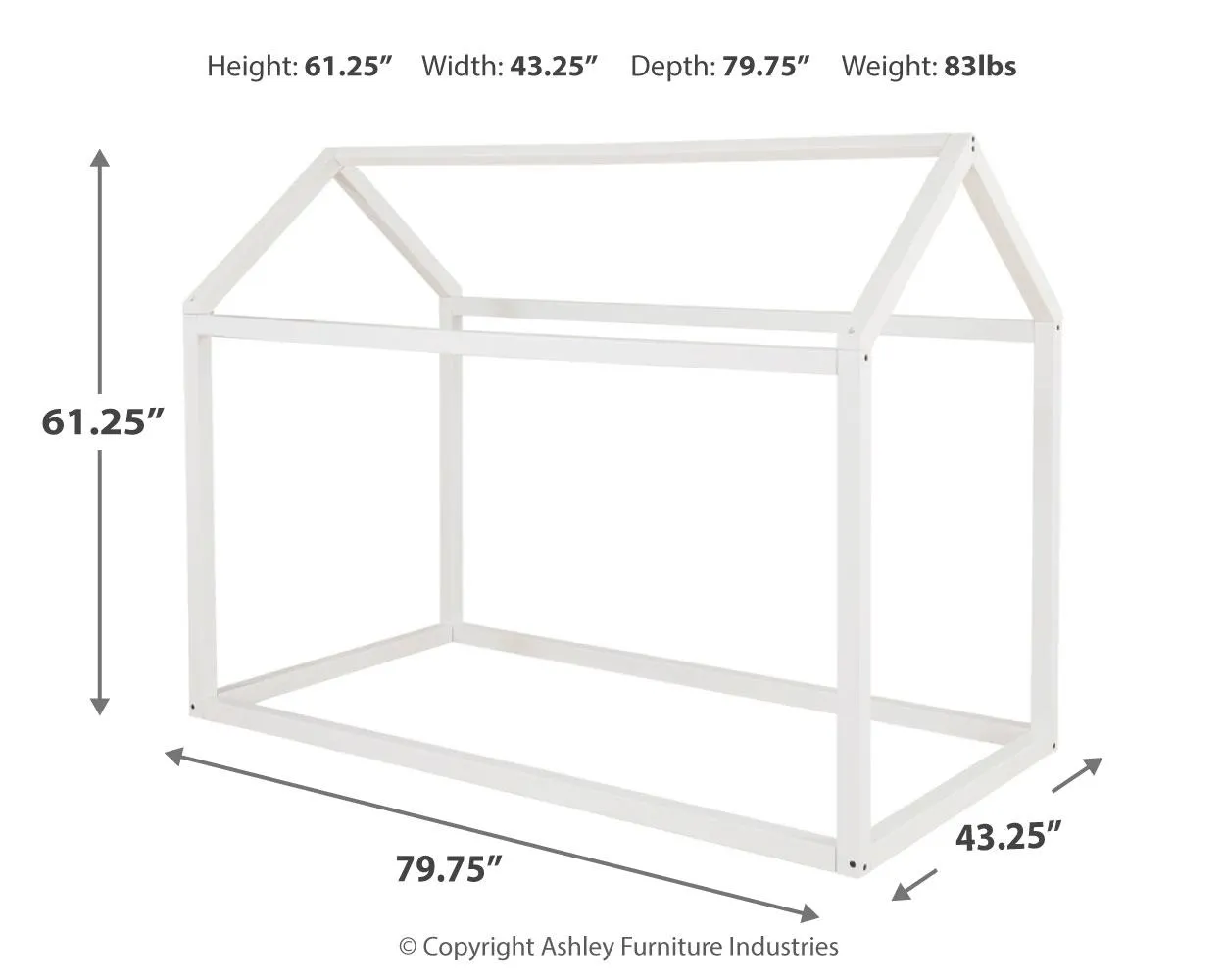 FLANNIBROOK TWIN HOUSE BED FRAME WHITE SIGNATURE DESIGN