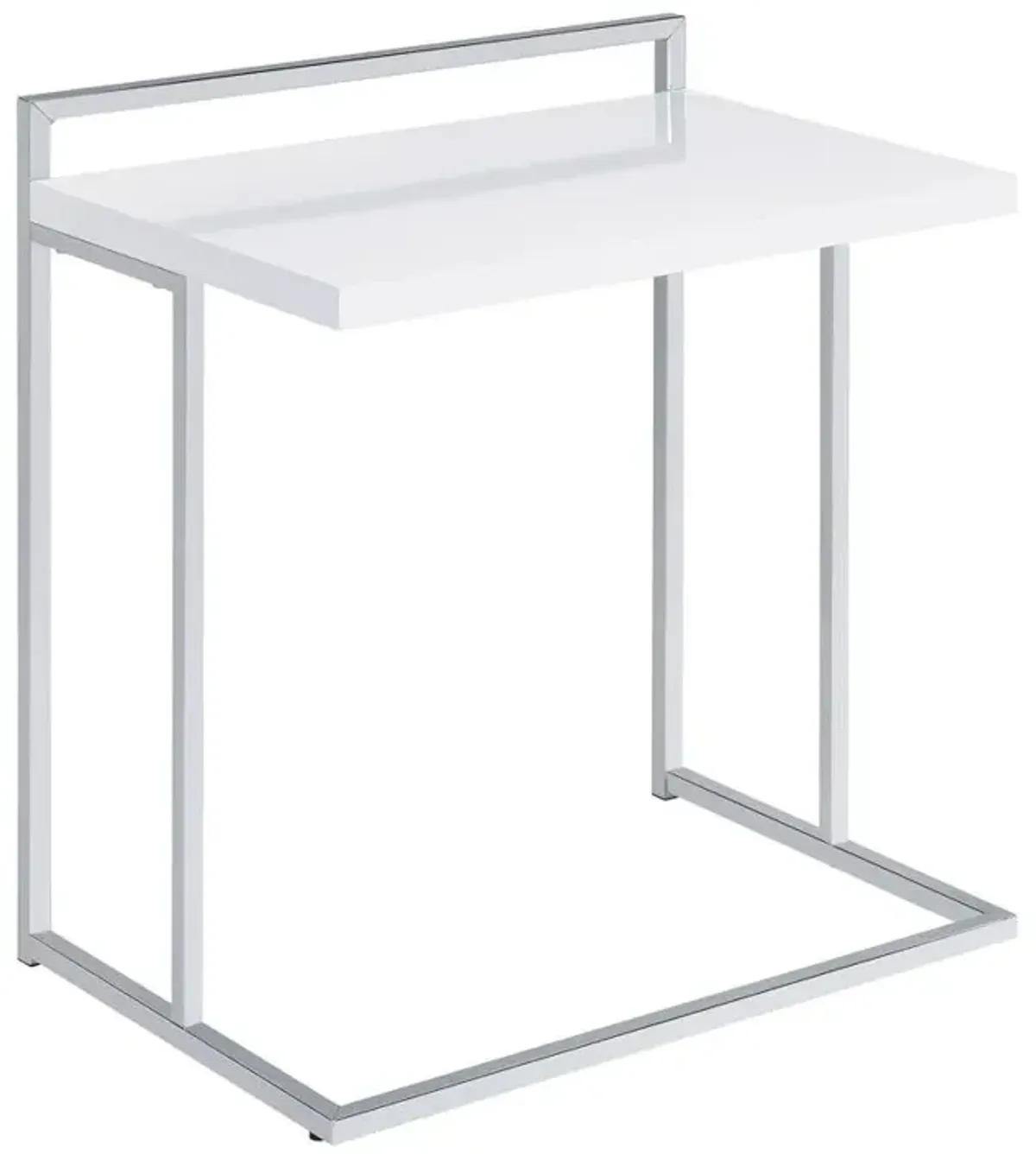 Coaster Dani Rectangular C-Shaped Sofa Side Table White High Gloss