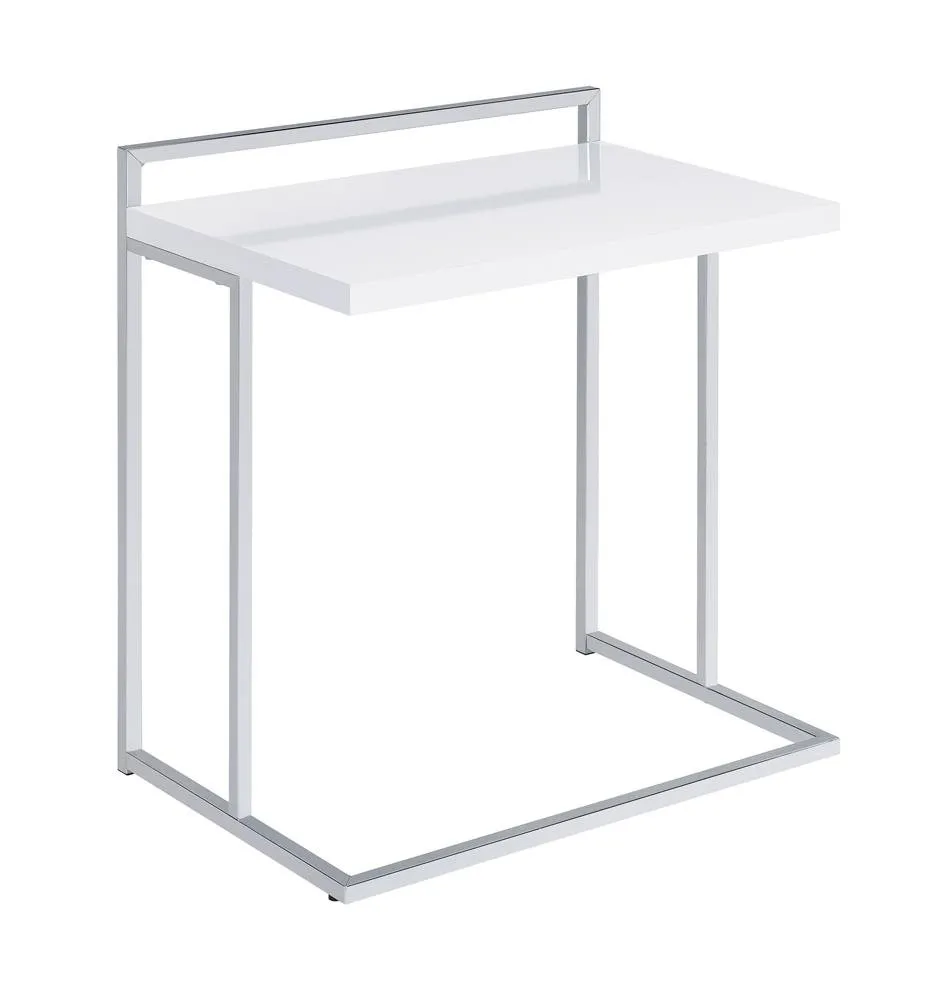 OVERSIZE C-TABLE WHITE HIGH GLOSS/CHROME