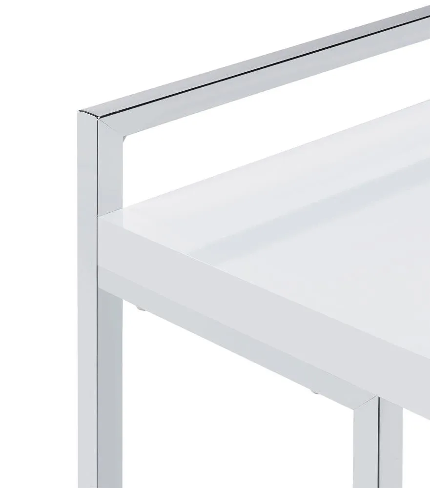 OVERSIZE C-TABLE WHITE HIGH GLOSS/CHROME