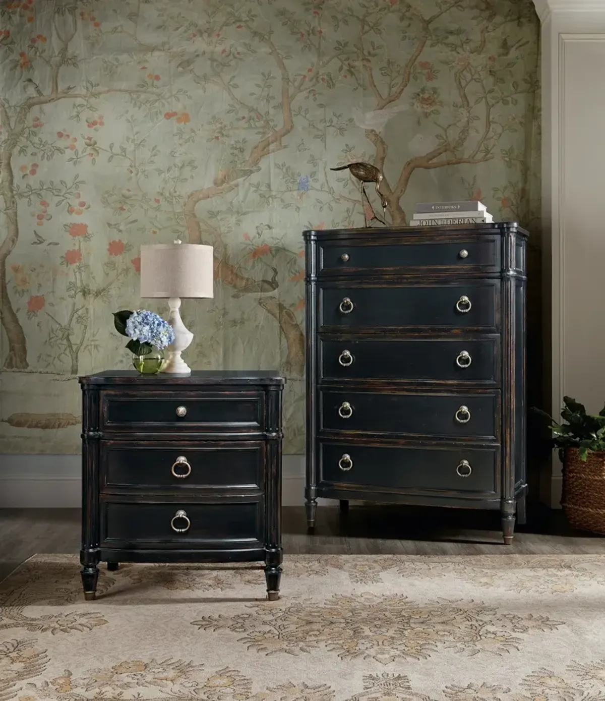 Hooker Furniture Charleston Black 3-Drawer Nightstand