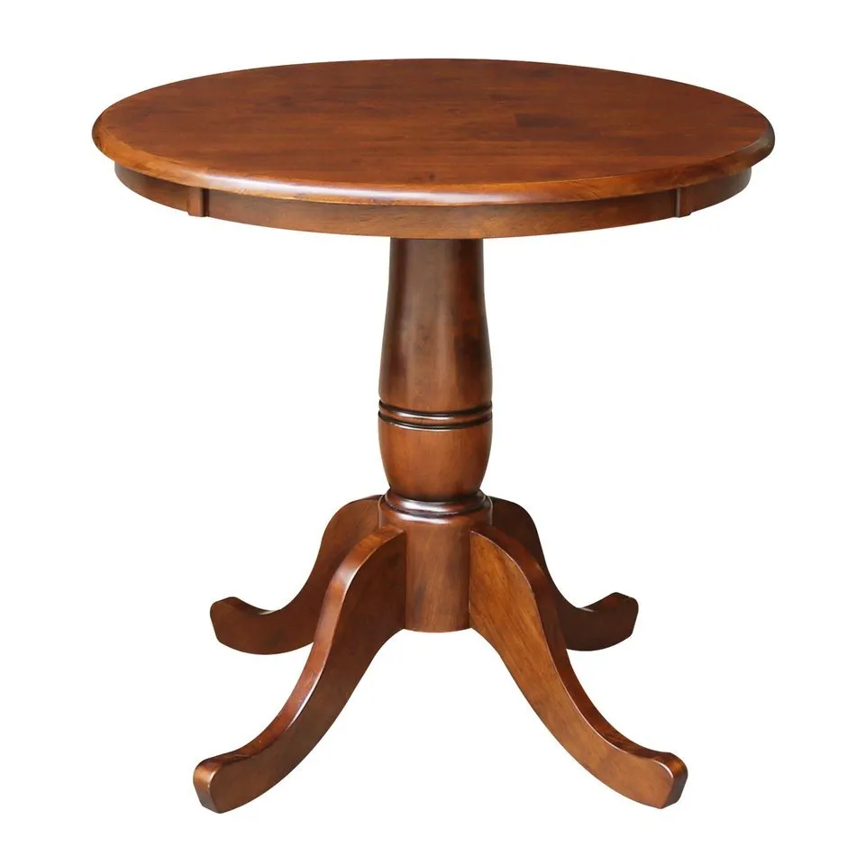 DINING ESSENTIALS 30" ROUND TABLE TOP WITH 30" TRADITIONAL PEDESTAL BASE IN ESPRESSO