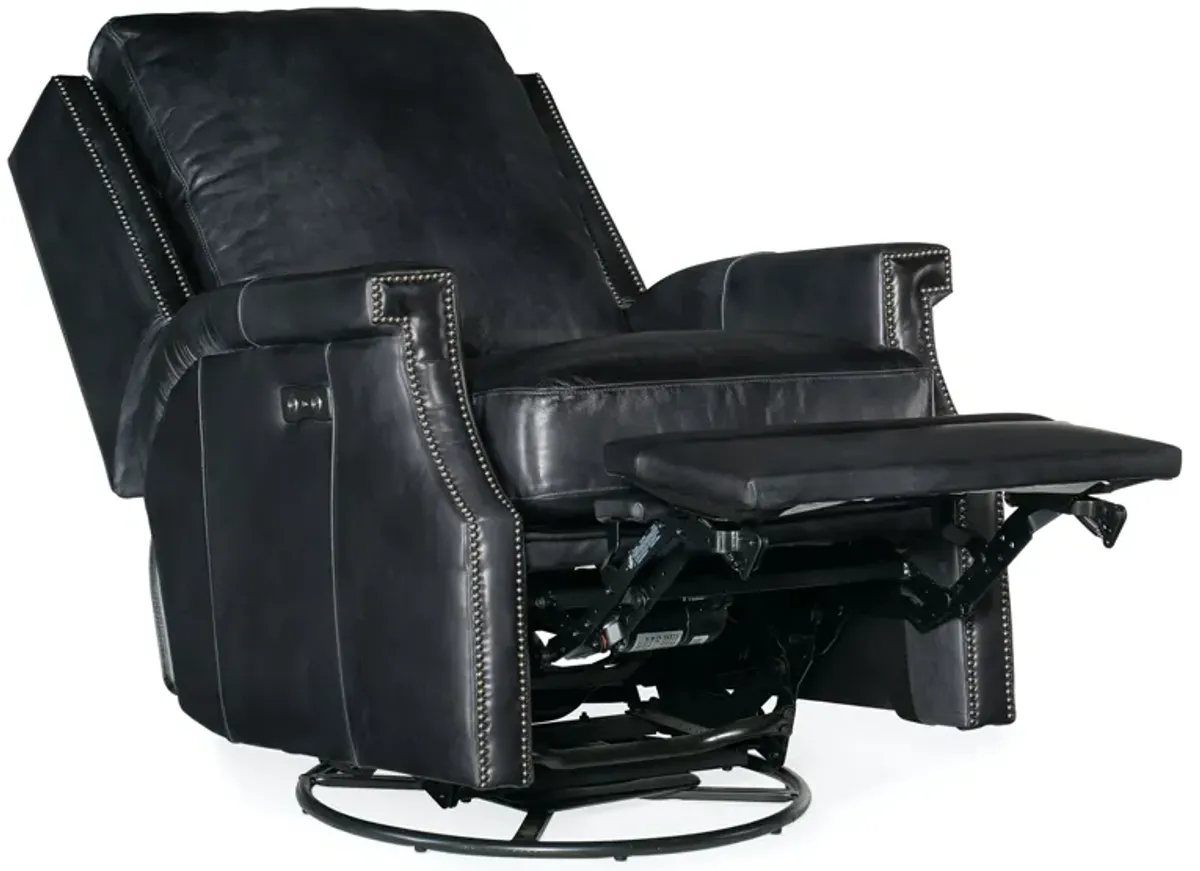 Hooker Furniture Collin Checkmate Champion Leather Power Swivel Glider Recliner Chair