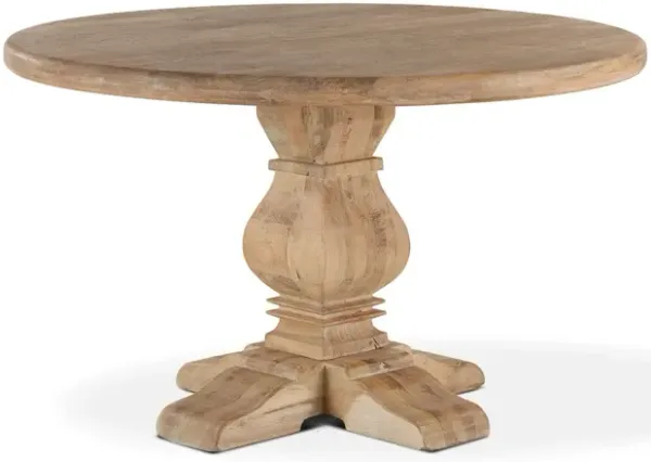 Home Trends Design San Rafael 48-Inch Round Mango Wood Dining Table in Antique Oak Finish