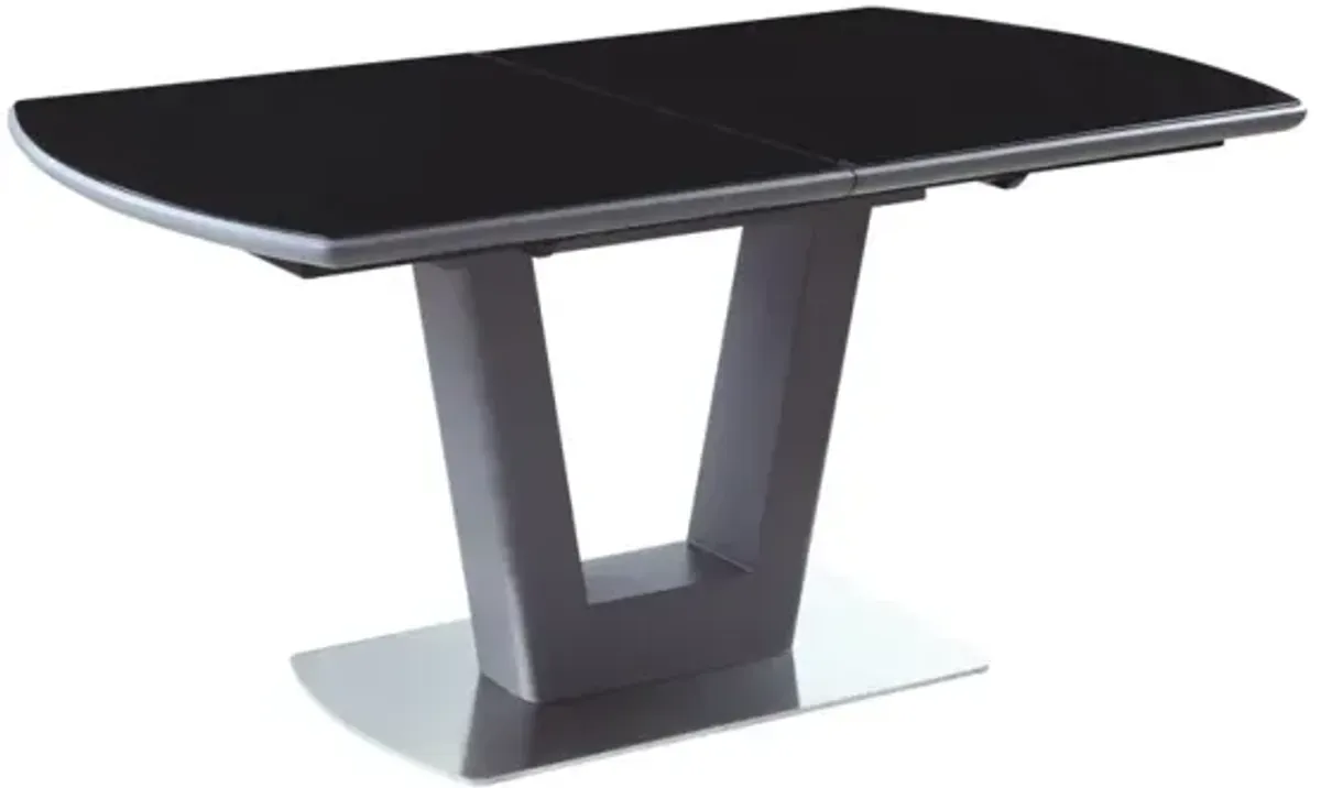 Chintaly Suri Contemporary Butterfly-Extendable Black Glass Dining Table