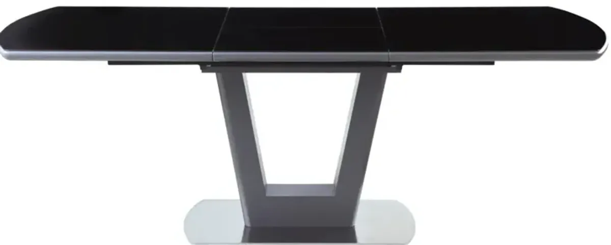 Chintaly Suri Contemporary Butterfly-Extendable Black Glass Dining Table