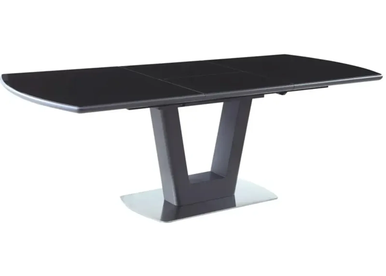 Chintaly Suri Contemporary Butterfly-Extendable Black Glass Dining Table