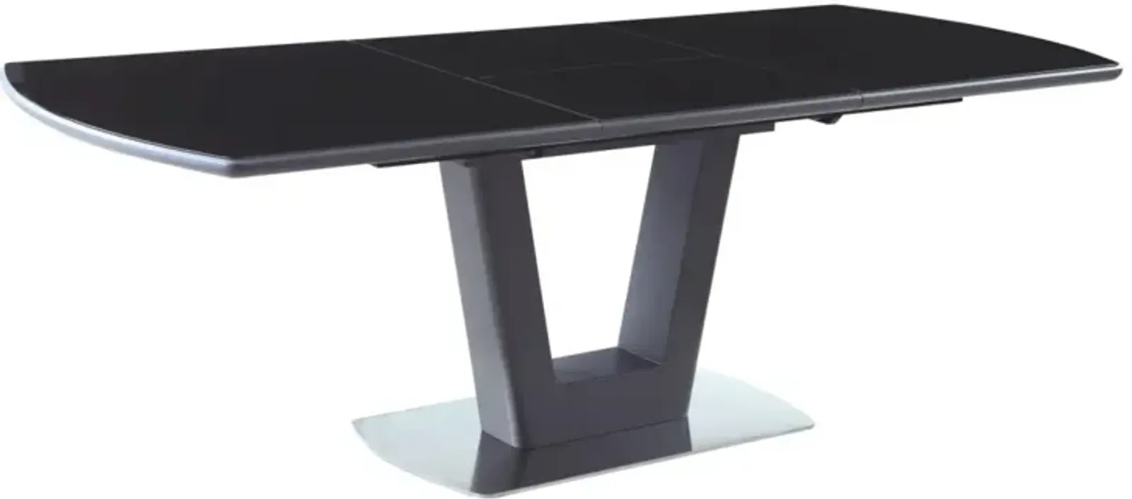 Chintaly Suri Contemporary Butterfly-Extendable Black Glass Dining Table