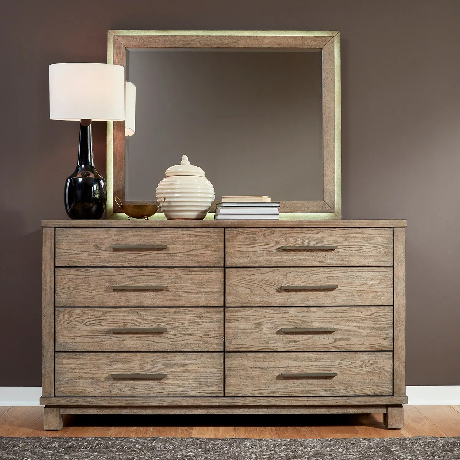 QUEEN STORAGE BED DRESSER MIRROR CHEST AND NIGHTSTAND - CANYON ROAD