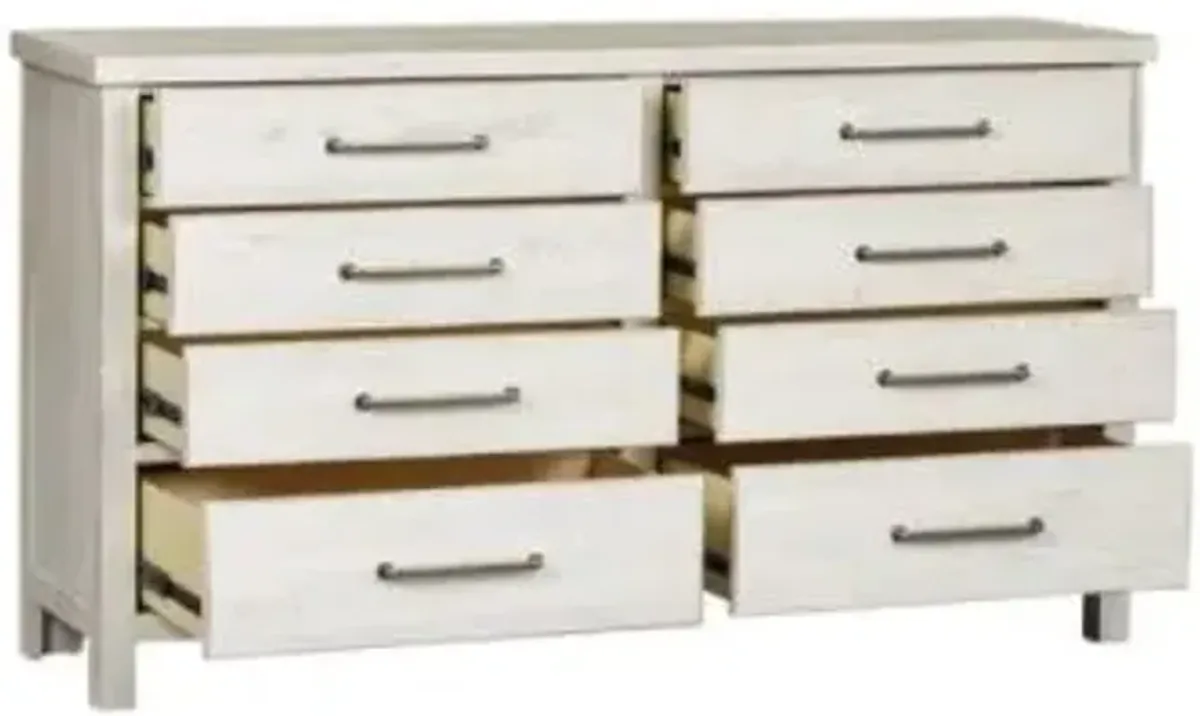 Liberty Furniture Modern Farmhouse White Distressed Wood 8-Drawer Dresser